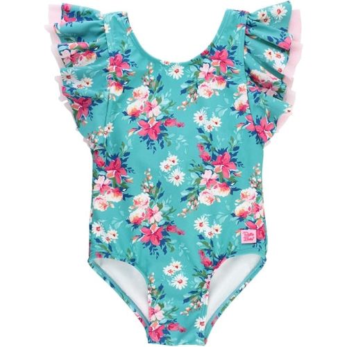 RuffleButts® Baby/Toddler Girls Fancy Me Floral Butterfly Sleeve One Piece - 18-24m