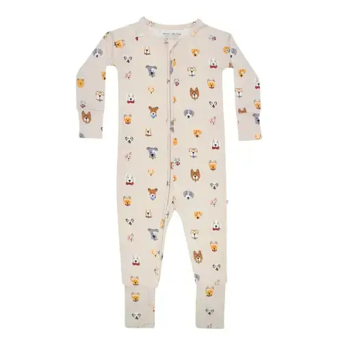 Brave Little Ones - Dogs Cream Zip Romper