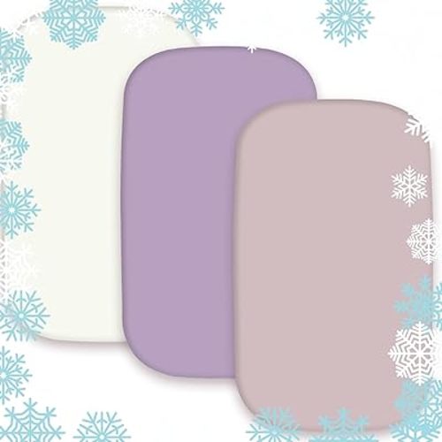AMROSE 3 Pack Cooling Bassinet Sheets 33" x 20" Compatible with Mika Micky, Baby Delight, Dream On Me, AMKE and Other Rectangle Bassinet Mattress, Soft and Skin-Friendly, Pink Lilac Cream