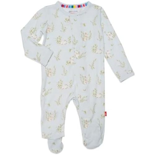 Modal Magnetic Baby Footie Pajamas, Blue Hoppily, 6-9M