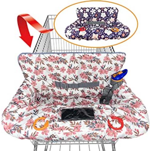 Shopping Cart Cover for Baby Grocery Cart Cover for Baby boy and Baby Girl, High Chair Cover for Baby and Toddler, Baby Registry Gift - Waterproof - Extra Large - Cotton - Double Sided (Pink)