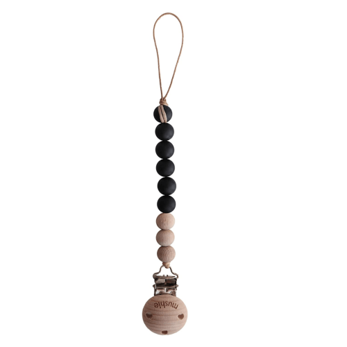 mushie Pacifier Clip Holder | Handmade in The USA | Cleo (Black)