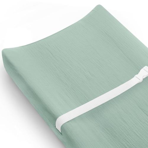 Changing Pad Cover for Baby Girls Boys, Muslin Changing Table Pad Covers with Boho Style, Neutral Color Soft and Breathable (Sage)