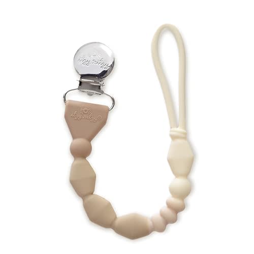 Itzy Ritzy Silicone Pacifier Clip; 100% Food Grade Silicone Pacifier Strap with Clip Keeps Pacifiers, Teethers & Small Toys in Place; Features One-Piece Design & Silicone Cord (Toast Ombre)