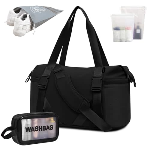 MAXTOP Women's Gym Yoga Duffle Bag with Shoe Pouch,Multi-Purpose Overnight Travel Bag for Gym,Work, Dance, Sports