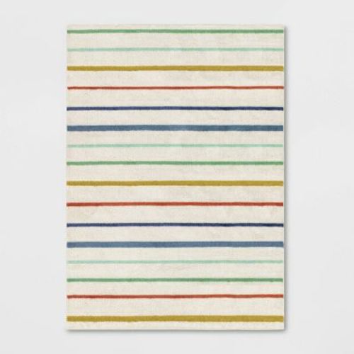 5'x7' Striped Kids' Rug Cream - Pillowfort™