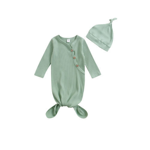 Sunisery Newborn Baby Girl Boy Coming Home Knotted Gown Unisex Infant Sleep Onesie Cute Baby Winter Pajamas