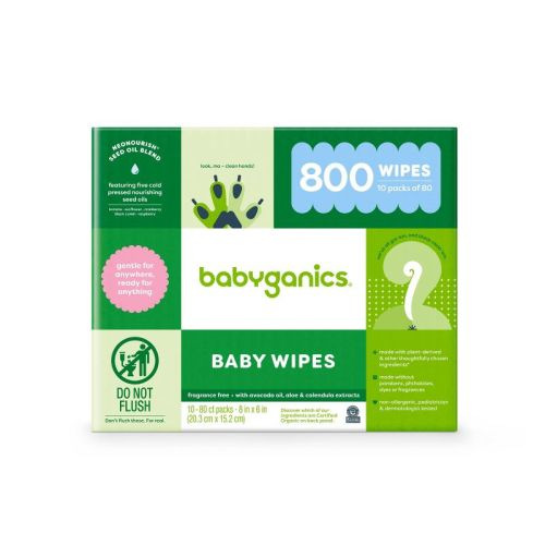 Babyganics Face, Hand & Baby Wipes, Fragrance Free - 800ct