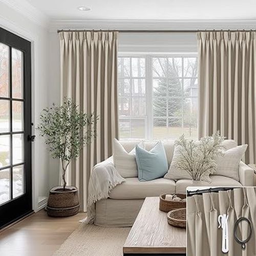 SHINELAND Black Out Curtains 84 Inch Long Length 2 Panels Set for Living Room Bedroom,Earthy Mushroom Taupe Linen Cortinas Blackout para Sala Elegantes Dormitorio 2025