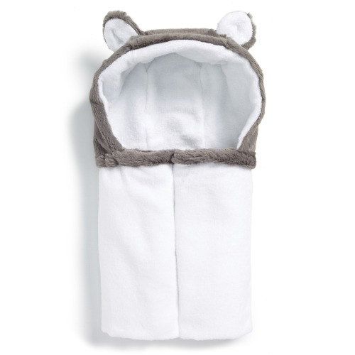 Little Giraffe Luxe Faux Fur Hooded Towel, Charcoal