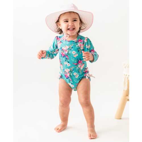 Fancy Me Floral Long Sleeve One Piece Rash Guard - 0-3m