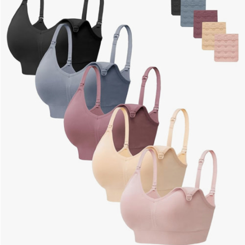 HBselect Women Maternity Bras 5 Pack Nursing Bras for Breastfeeding Seamless Pregnancy Sleep Bralette with Extra Extenders