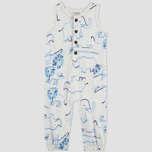 Carter's Just One You® Baby Boys' Safari Jumpsuit - Gray/Blue Newborn