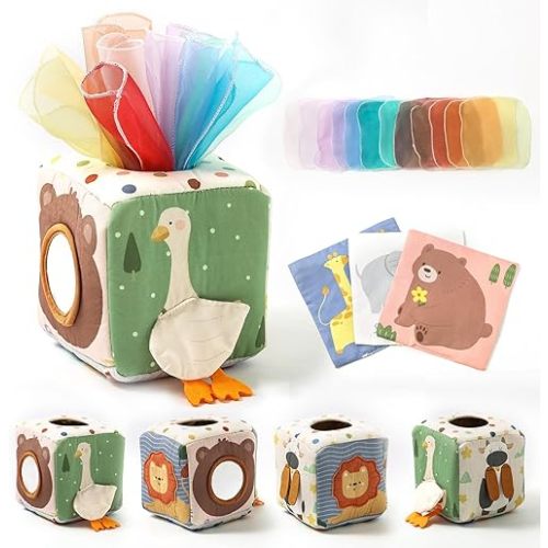 Youuys Baby Tissue Box Toy for Babies 6-12 Months - Montessori Toys Baby Tissue Box Sensory Toys for 1 Year Old - Baby Boy Girl Gifts for Babies 6 12 18 Months Old