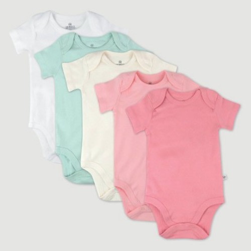 Honest Baby Girls' 5pk Short Sleeve Bodysuit - Color: PinK