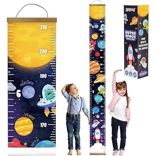 Kids Growth Chart for Wall - 82"x7.9" Premium Canvas Removable Height Chart for Kids Height Measurement for Wall, Height Chart for Kids & Babies, Kids Height Wall Chart (Outer Space)
