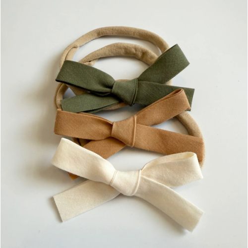 Bow Headband Set | Olive/Neutral – Three Peas