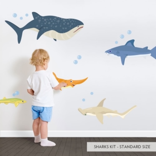 Shark Wall Decal Kit | Shark Wall Stickers | Wallums