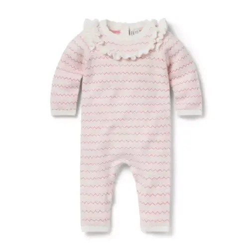 Baby Fairy Dust Pink Stripe Baby Striped Ruffle One-Piece by Janie and Jack