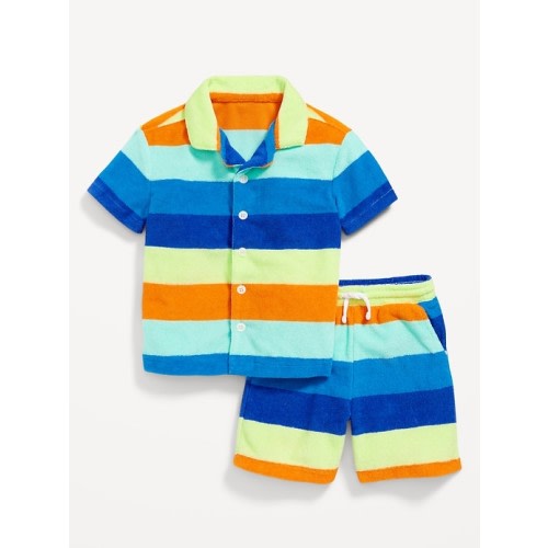 Short-Sleeve Terry Shirt and Shorts Set for Toddler Boys