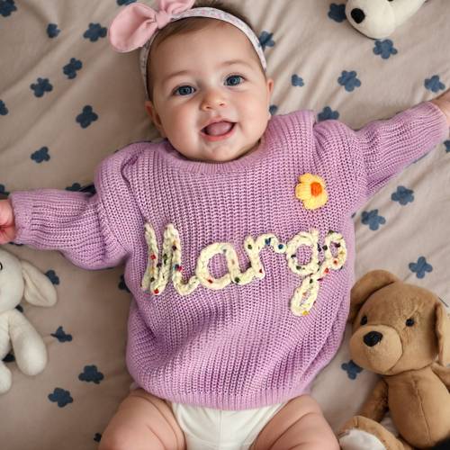 Custom Knitted 6M Baby Name Sweater, Personalized Baby Sweater With Name, Newborn Baby Sweater,Baby Shower Gift,Gift For Baby Girls Boys