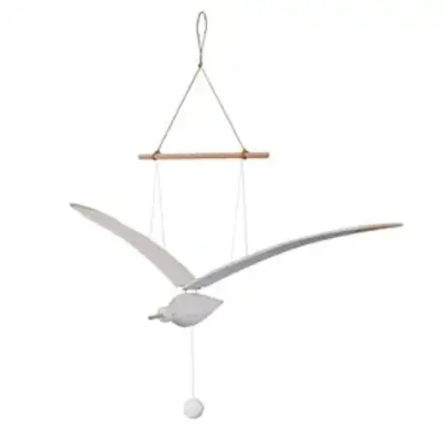 Flying Wooden Seagull Hanging for Mobile Ceiling, Soaring Seagull Decor Unique Home Artwork, for Balcony, Apartment, Wedding Party, Creative mobiles Pendants for Baby Mobile Crib, Nursery Room