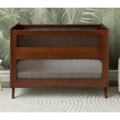 HALO 3-in-1 Convertible Wood Baby Cribs with Mesh Walls