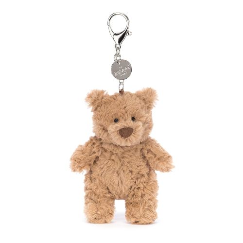 Jellycat Bartholomew Bear Bag Charm, 4.5 inches - Teddy Bear Plush Keychain - Great Gift Idea