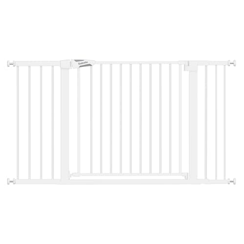 Babelio 36-57" Extra Wide Baby/Dog Gate, Auto Close with Large Walk Thru Door,Safety for Pet, House, Stairs and Doorways, Pressure Mounted for Chlid, White