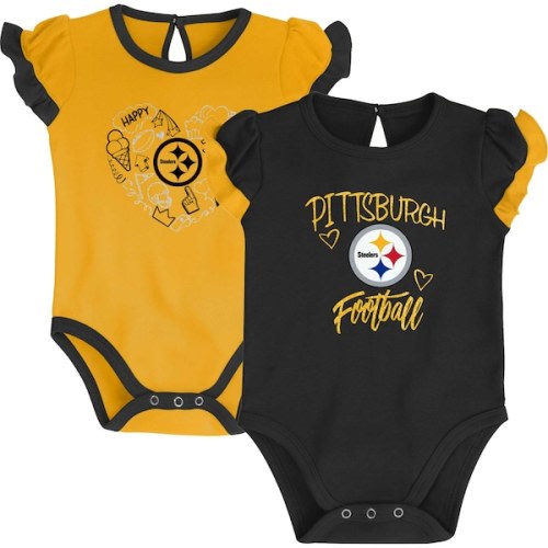 Pittsburgh Steelers Newborn & Infant Too Much Love Two-Piece Bodysuit Set - Black/Gold