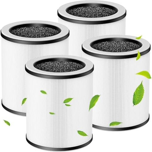 P60 Replacement Filters for YARIKI/TPLMB P60 Air Purifier, for Vhoiu KJ50 Air Purifier, 3 Layer Filtration with Nylon Pre-Filter, HEPA Filter & Carbon Filter, 4 Pack