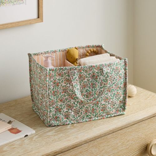 Pink Chicken Quilted Floral Diaper Caddy
