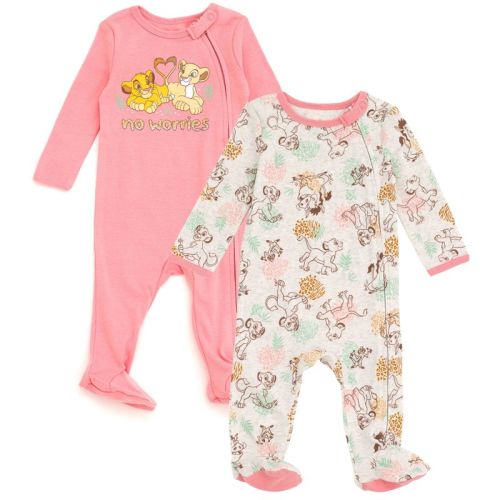 Mickey Mouse & Friends Minnie Mouse Newborn Baby Girls 2 Pack Zip Up Sleep N' Play Coveralls Pink/White 0-3 Months