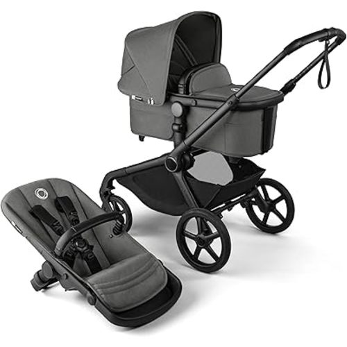 Bugaboo Kangaroo All-Terrain Single-to-Double Tandem Stroller for Infant and Toddler, for Up to Three Kids, XL Wheels, One-Hand Operation, Large Bassinet, XL Underseat Storage (Moon Grey)