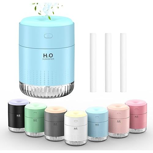 Colorful Mini Humidifier, USB Rechargeable Humidifier, 4 Modes Super Quiet, Humidifiers For Bedroom,Suitable For Travel Office Family-Blue