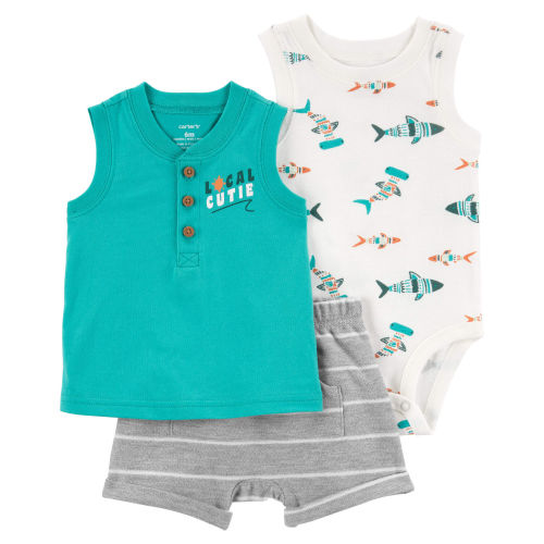 Baby 3-Piece Fish Little Short Set
