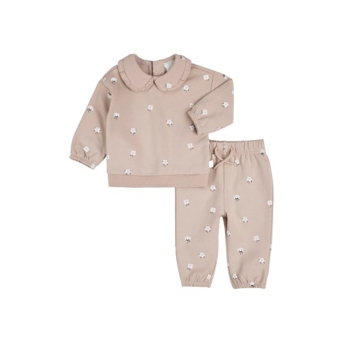 Floral Cotton Sweatshirt & Sweatpants Set, 3M