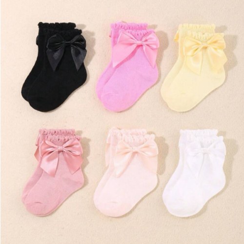 6 Pairs Baby Socks With Bows