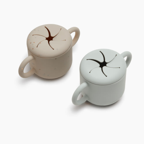 AEIOU Silicone Snack Cup (2 Pack) - Sage/Oat Speckle