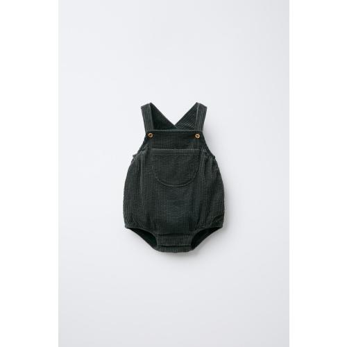 CORDUROY ROMPER - Bottle green | ZARA United States