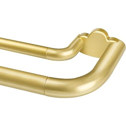 Double Curtain Rods 32 to 58 Inches, HOTOZON Blackout Double Curtain Rods for Windows 20 to 54 Inches (1.6-4.5 ft), Wrap Around Room Darkening Telescoping Drapery Rod, Gold