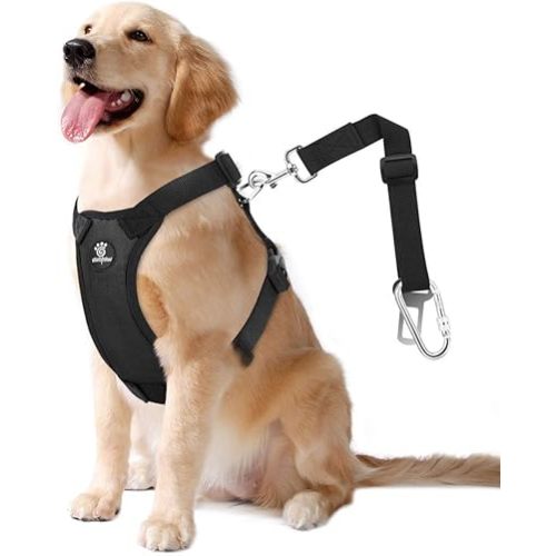Dog Seat Belt, Safety Vest Dog Car Harness with Adjustable Buckle Dog Seat Belt for Vehicle Nylon Pet Safety Seat Belts Heavy Duty(XL, Black)