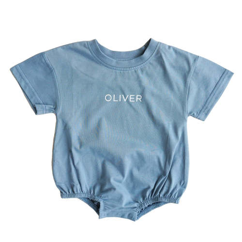 Personalized Short Sleeve Bubble Romper | Earthy Neutrals
