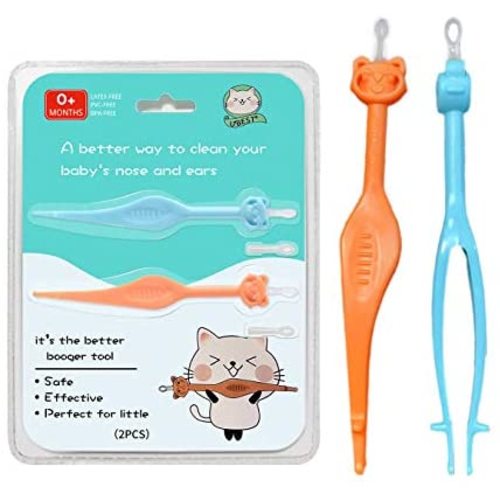 Two Pack 3 in 1 Baby Nose and Ear Gadget, Safe Baby Booger Remover, Nose Cleaning Tweezers, Nose Cleaner for Baby Infants and Toddlers, Dual Earwax and Snot Removal Baby Must Have Items