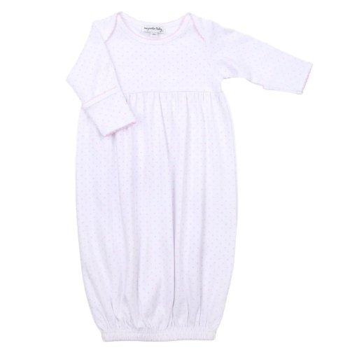 Magnolia Baby Mini Dots Gathered Gown Pink