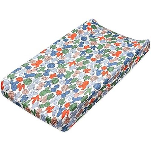 HonestBaby Boys Organic Cotton Changing Pad Cover, Cactus, One Size