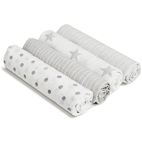 aden + anais Essentials Swaddle Blanket, Muslin Blankets for Girls & Boys, Baby Receiving Swaddles, Newborn Gifts, Infant Shower Items, Toddler Gift, Wearable Swaddling Set, 4 Pack, Dusty