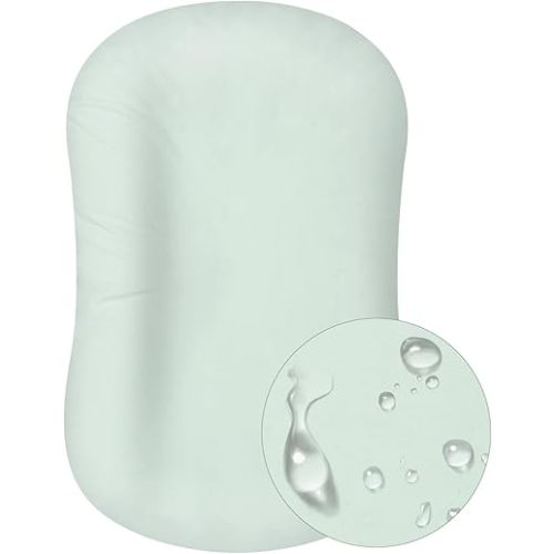 MEXXI Organic Waterproof Baby Lounger Cover | 100% Organic Cotton Hypoallergenic and Breathable Organic Cotton Baby Nest Cover (Cover Only) (Pistachio Green, Waterproof)