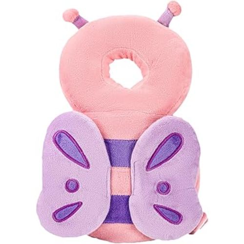 Baby Head Protection Backpack - Soft & Comfortable, Cute Cartoon Design, Pink Butterfly
