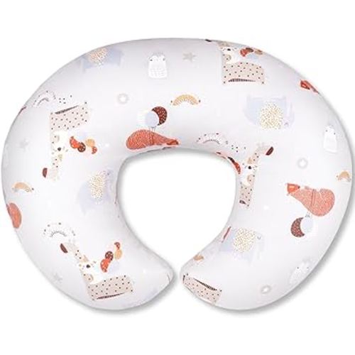 Nursing Pillow, Breastfeeding Pillows with Standard Size Removable Cover, Breast Feeding Pillow with Breathable Filling, Ergonomic Nursing Essentials for Bottle and Breastfeeding- Animal Gray